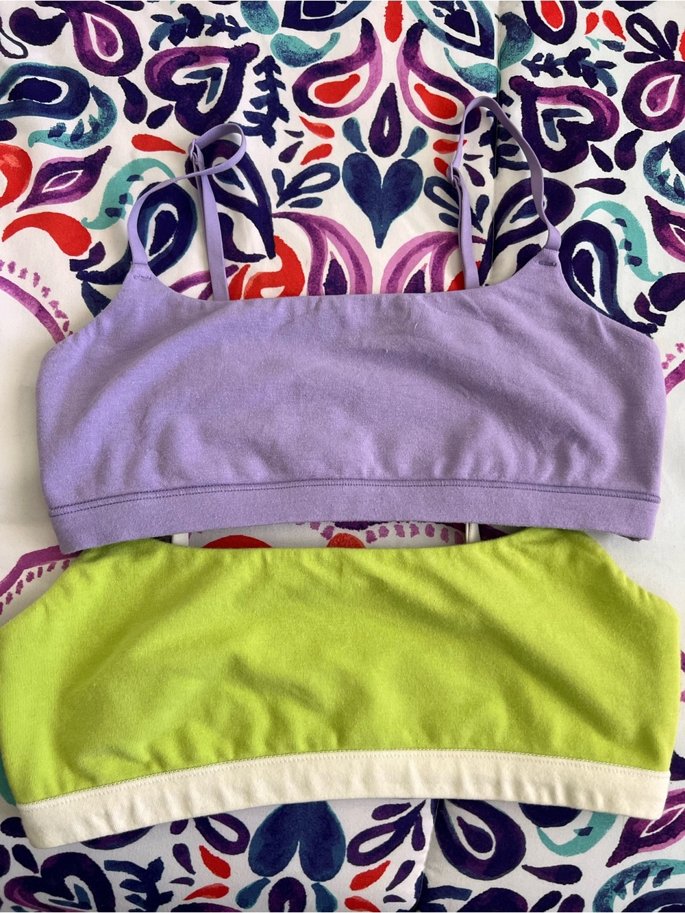Organic Basics Lilac and Lime Bralette Set
